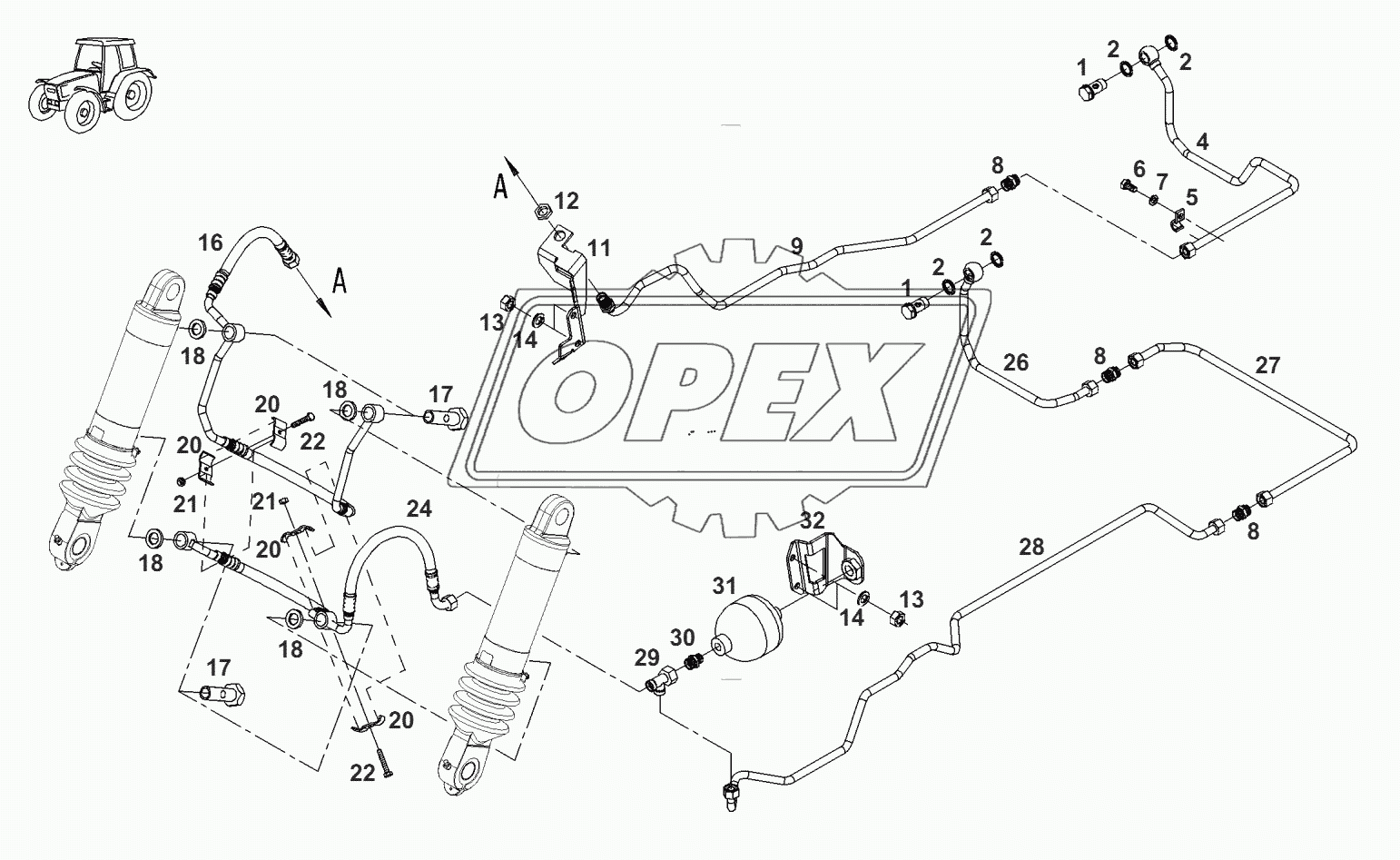 Передний подъемник-трубопровод 2