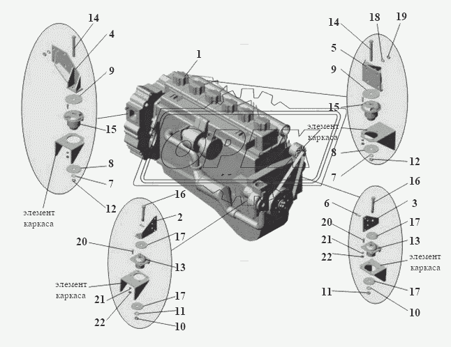 Установка силового агрегата 105-1000003-40