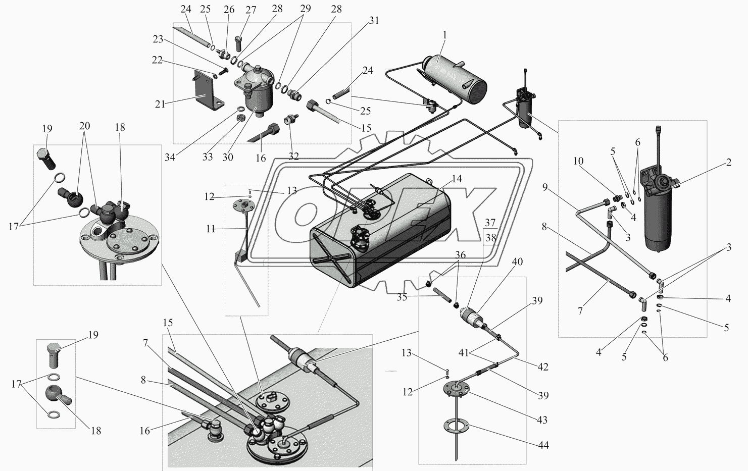 Установка топливопроводов (ПЖД Hydronic L30)