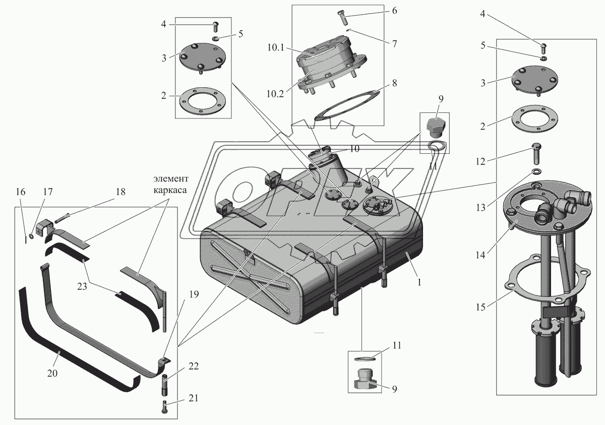 Топливный бак. Крепление топливного бака 206060-1101010