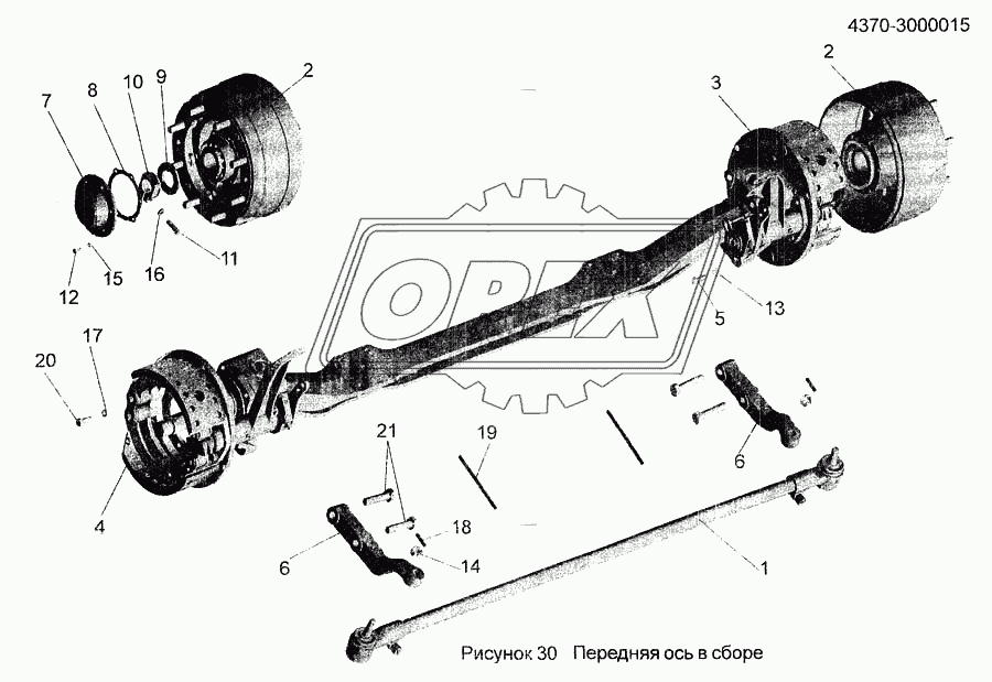 Передняя ось в сборе 4370-3000015