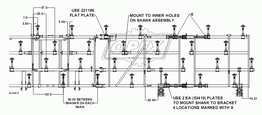 LEFT SIDE SHANK SPACING - 60 FT