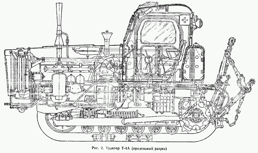 Трактор Т-4А (продольный разрез)