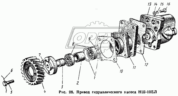 Привод гидравлического насоса НШ-10ЕЛ