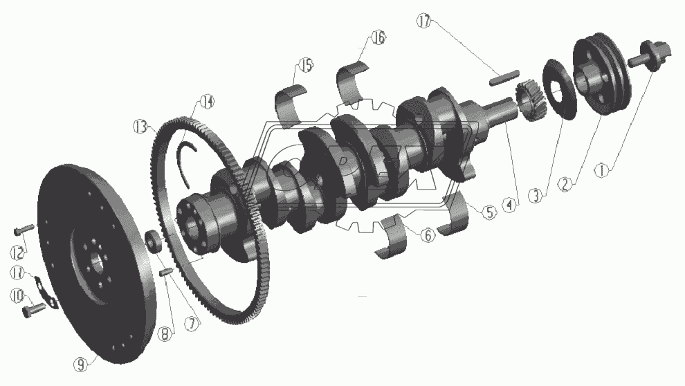 Crankshaft and Flywheel Assembly