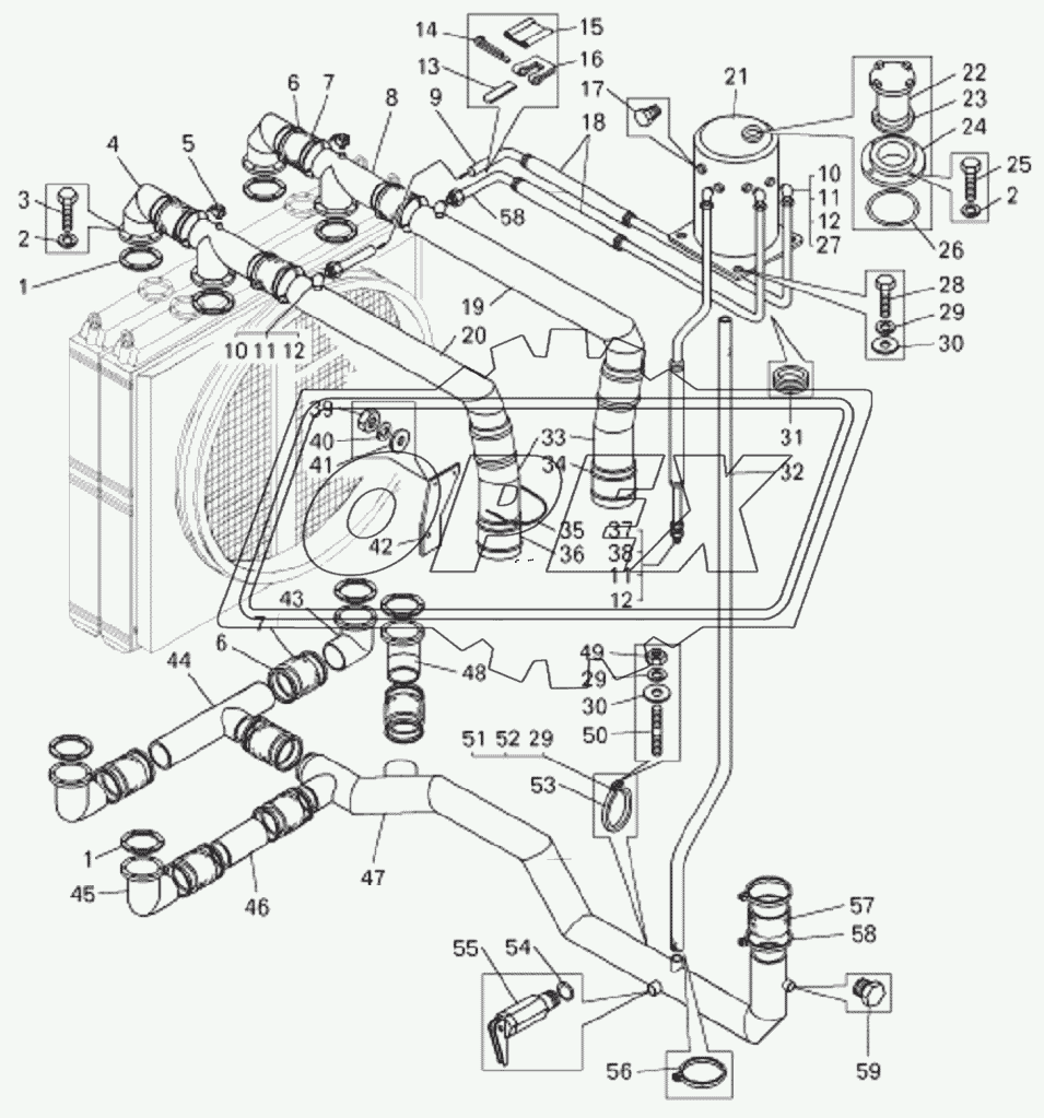 Трубопроводы системы охлаждения двигателя