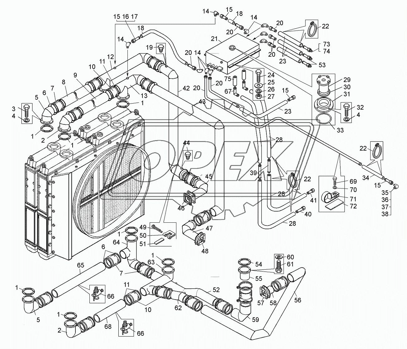 Трубопроводы системы охлаждения двигателя (75137-1300010)