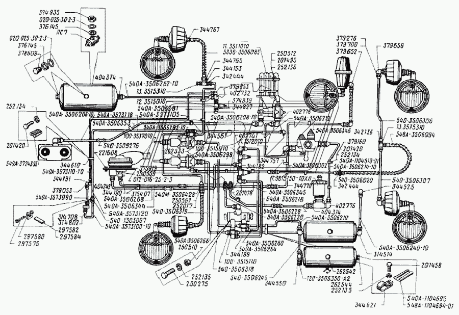Трубопроводы пневматического привода тормозной системы 1