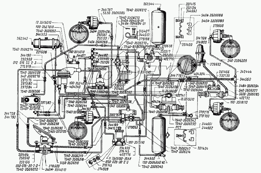 Трубопроводы пневматического привода тормозной системы 3