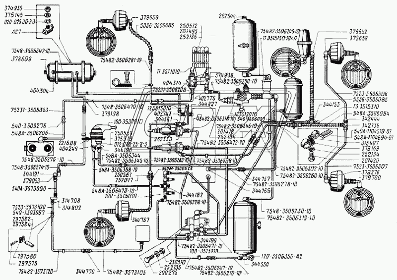 Трубопроводы пневматического привода тормозной системы 4