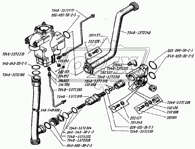 Подпорный клапан и трубопроводы гидравлического тормоза