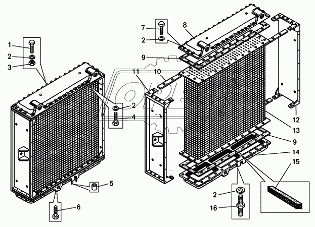 Радиатор водяной (ширина 800 мм) БелАЗ-7540А, 7540B