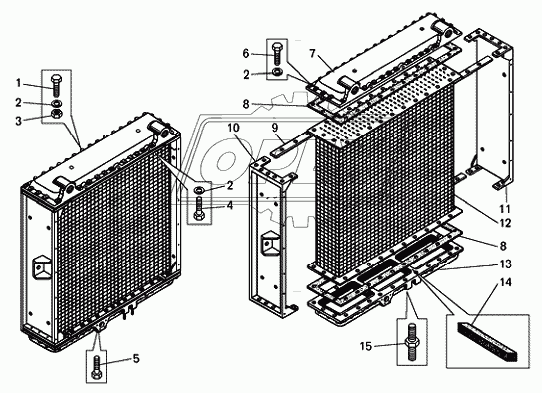 Радиатор водяной (ширина 800 мм) БелАЗ-7540D