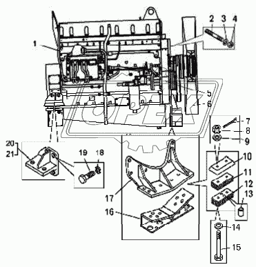 Двигатель с кронштейнами БелАЗ-7540К