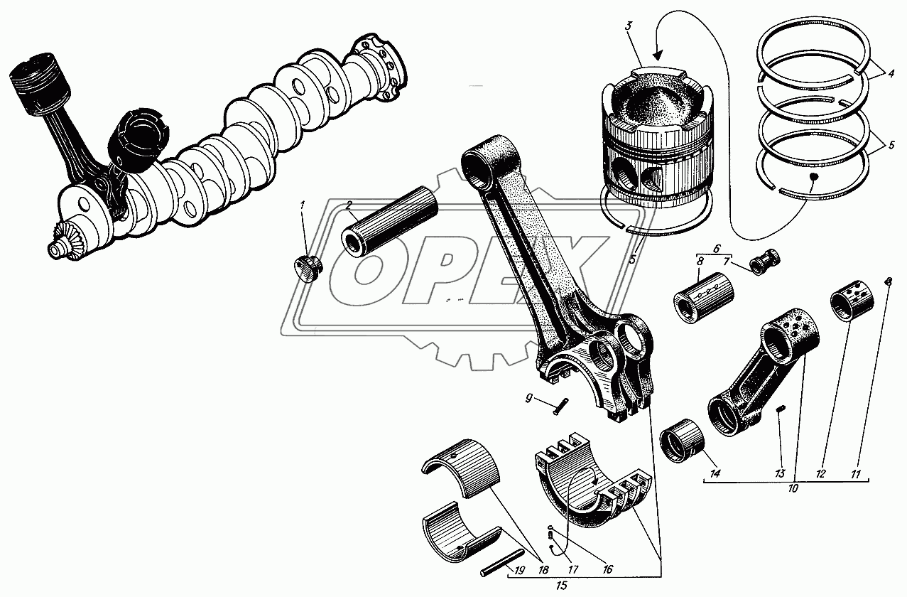 Шатуны и поршни (для дизелей, выпущенных до 1975г.)