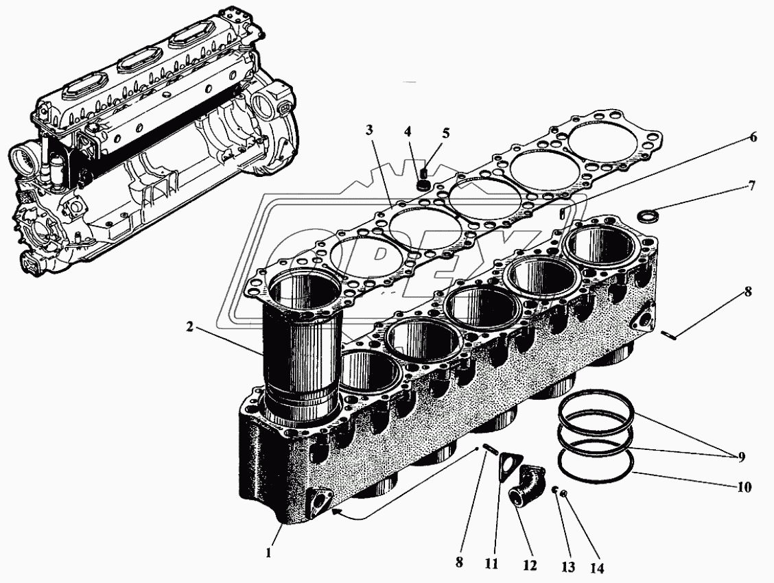 Детали блока цилиндров для дизелей выпуска до 1998г