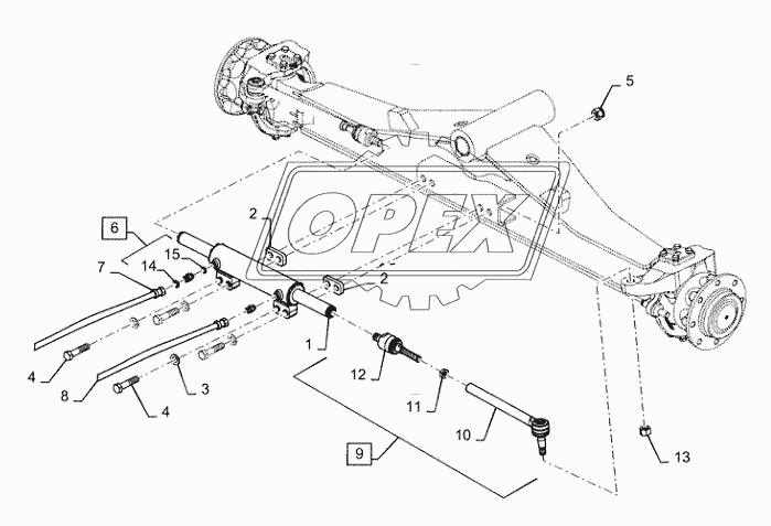 25.400.AQ(04) - STEERING CYLINDER, HOSES AND MOUNTING