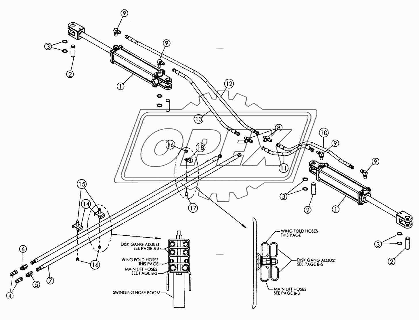 REAR GANG WING FOLD HYDRAULICS 7-SHANK UNIT