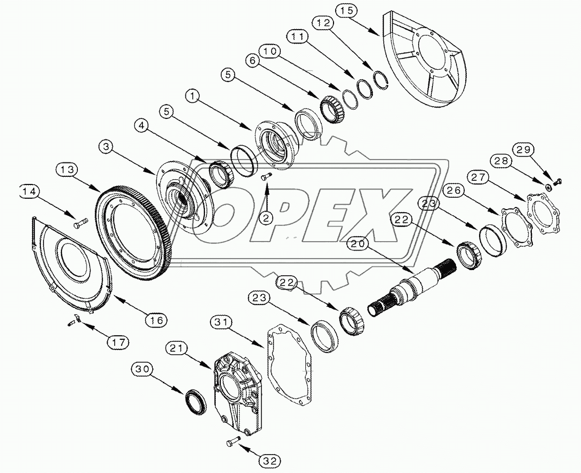 POWER TAKE OFF ASSEMBLY - OUTPUT SHAFT, SINGLE SPEED