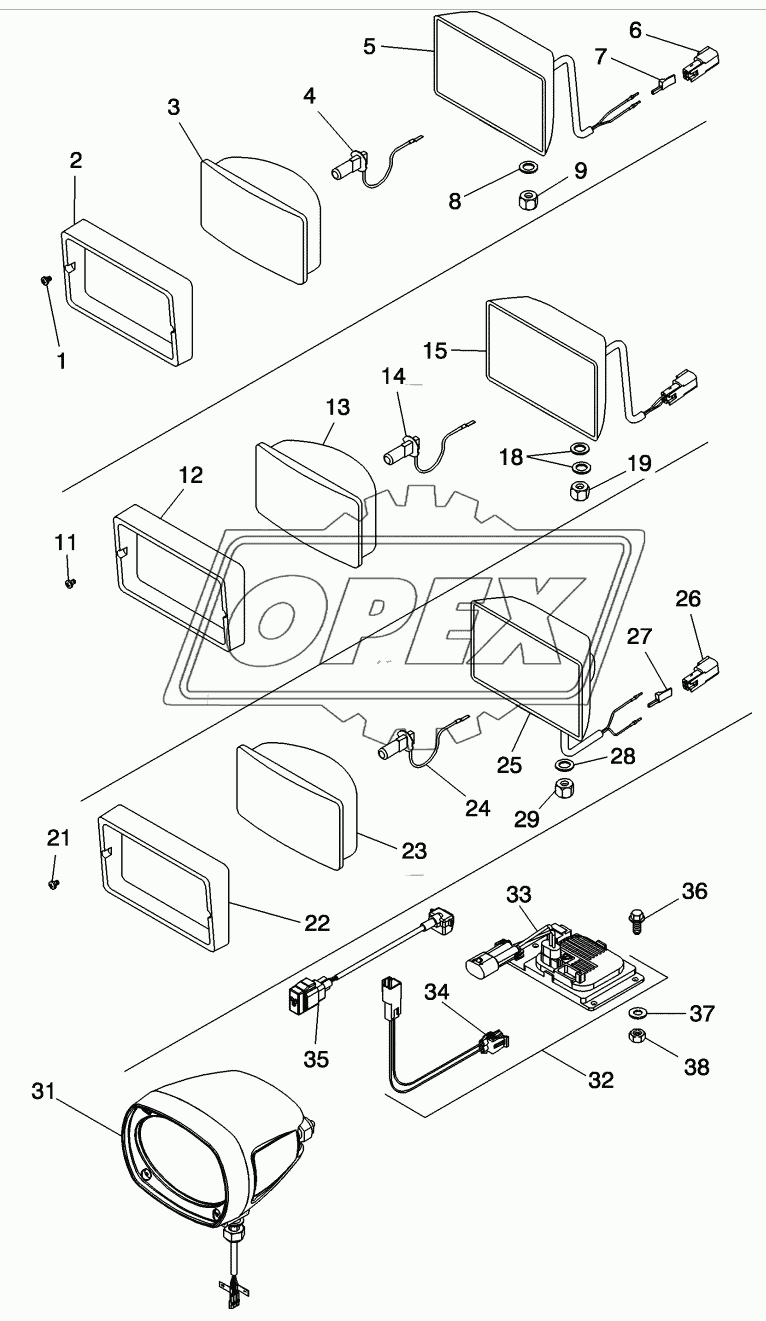 WORK LAMPS - ROOF AND REAR FENDERS