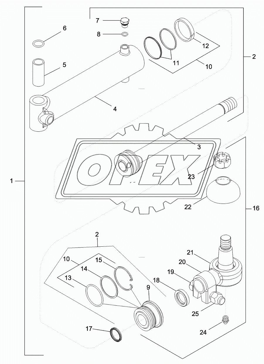 STEERING CYLINDER ASSEMBLY - MFD, 12 BOLT HUB