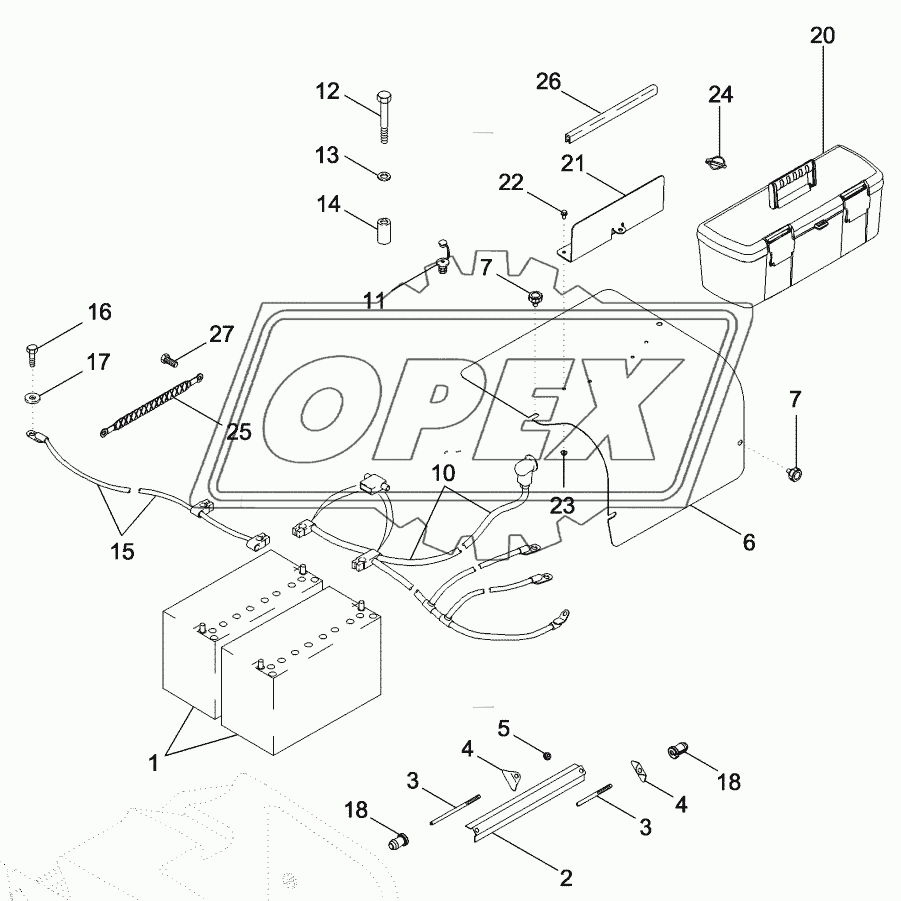 BATTERY, BATTERY BOX AND CABLES