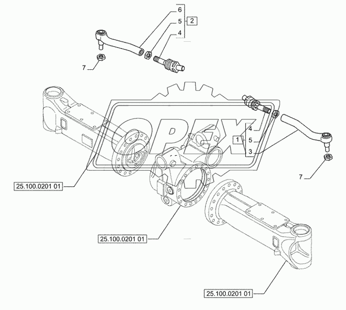 41.106.01(01) - VAR - 461150, 461151, 461153, 461155 - UNDERCARRIAGE (L=2,50MT) FRONT AXLE -STEERING LINKAGE