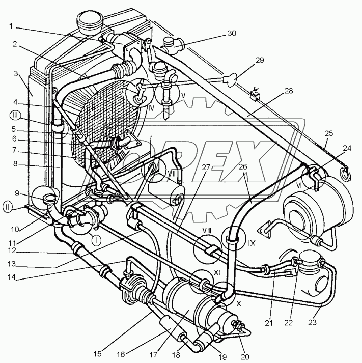 Система охлаждения и разогрева двигателя (ДЗ-98В3.33.00.000) 1
