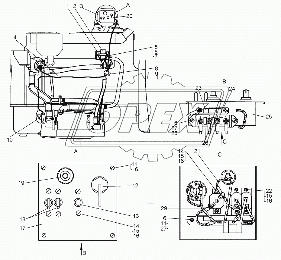 Установка щитка управления подогревателем ПЖД-30Е (для дизеля с пусковым двигателем)