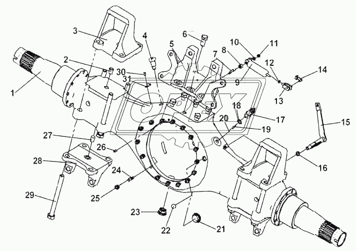 Housing assembly, rear axle