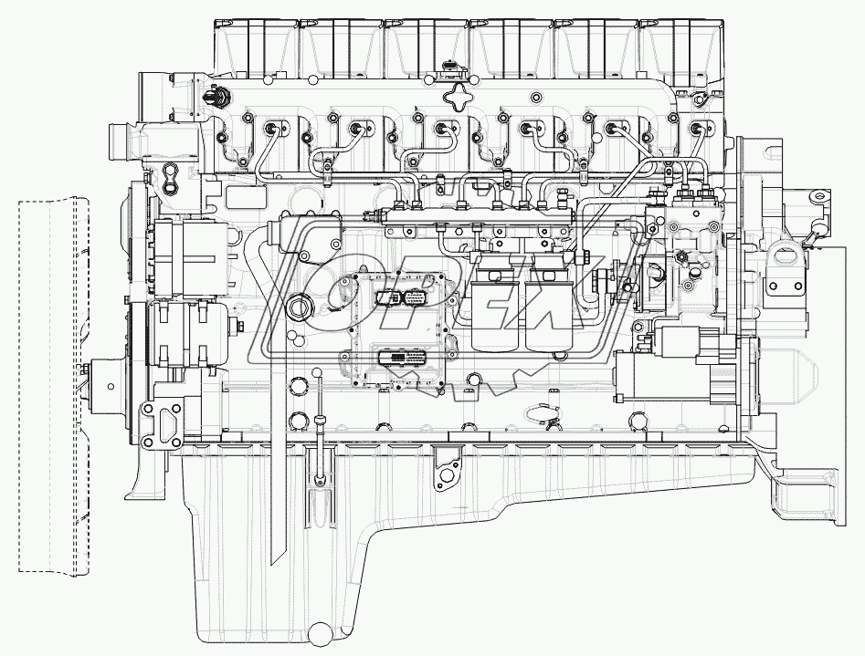 Двигатель (вид слева)
