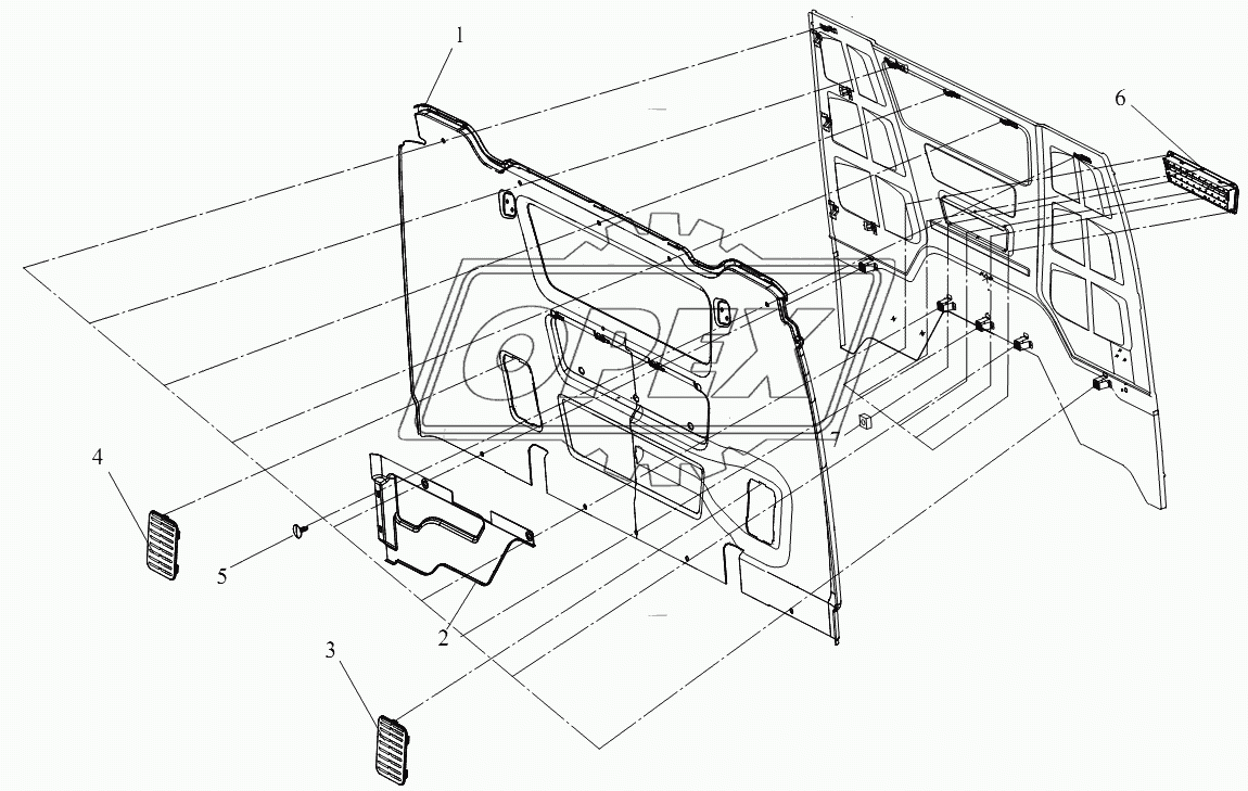 Блок щитка задней обшивки (плоская крыша)
