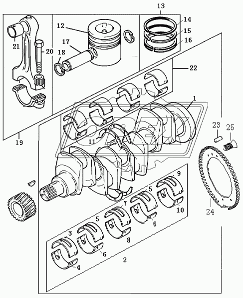 1S10411000101 Двигатель в сборе (коленчатый вал, поршень и шток)