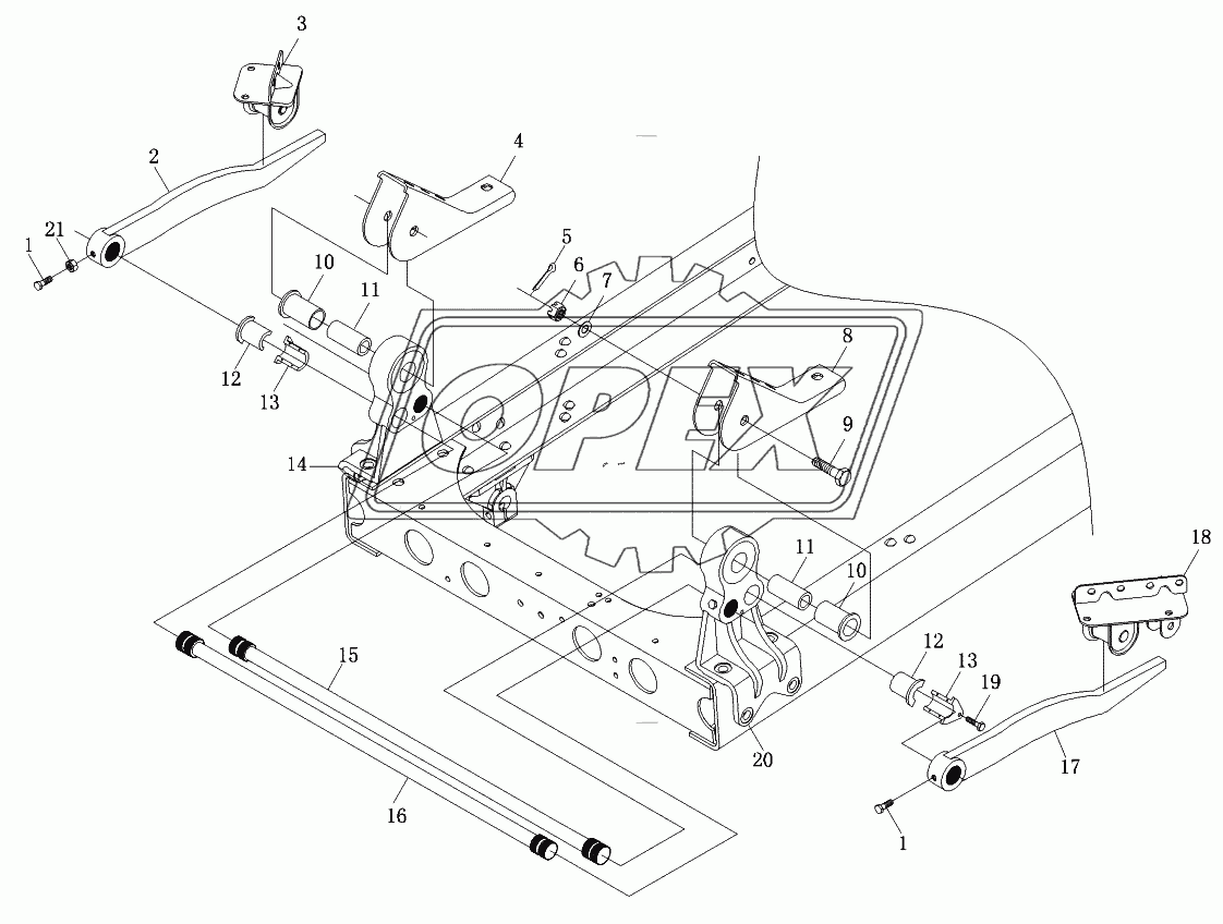 Механизм опрокидывания и фиксации 1,5-рядной кабины 1