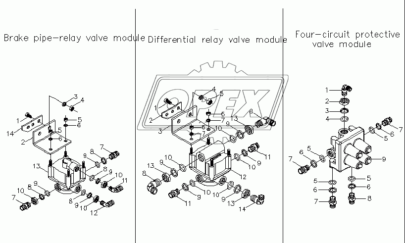 Модуль дифференциального релейного клапана