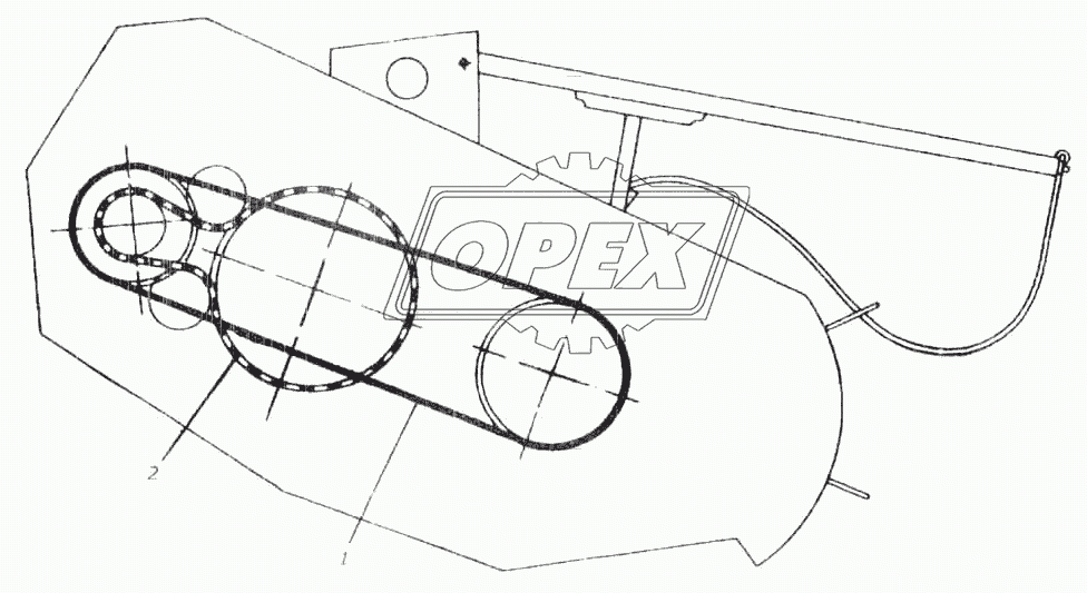 Схема расположения ремней и цепей подборщика