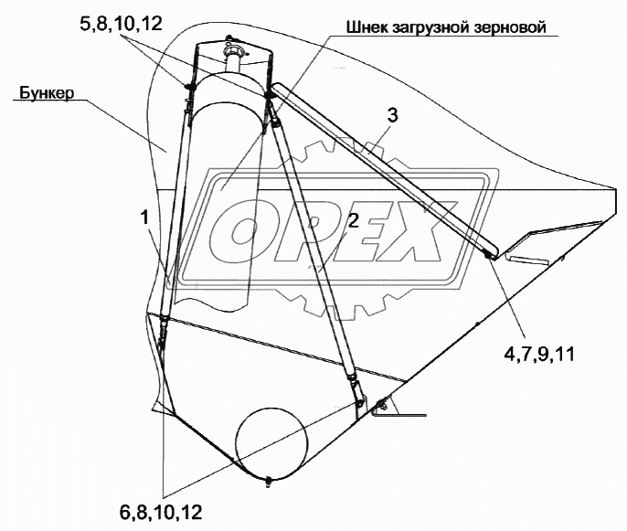 Установка пробоотборника и раскосов КЗК-12-0203600А