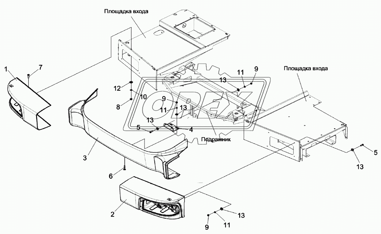 Установка бампера КЗК-12А-1-0132000