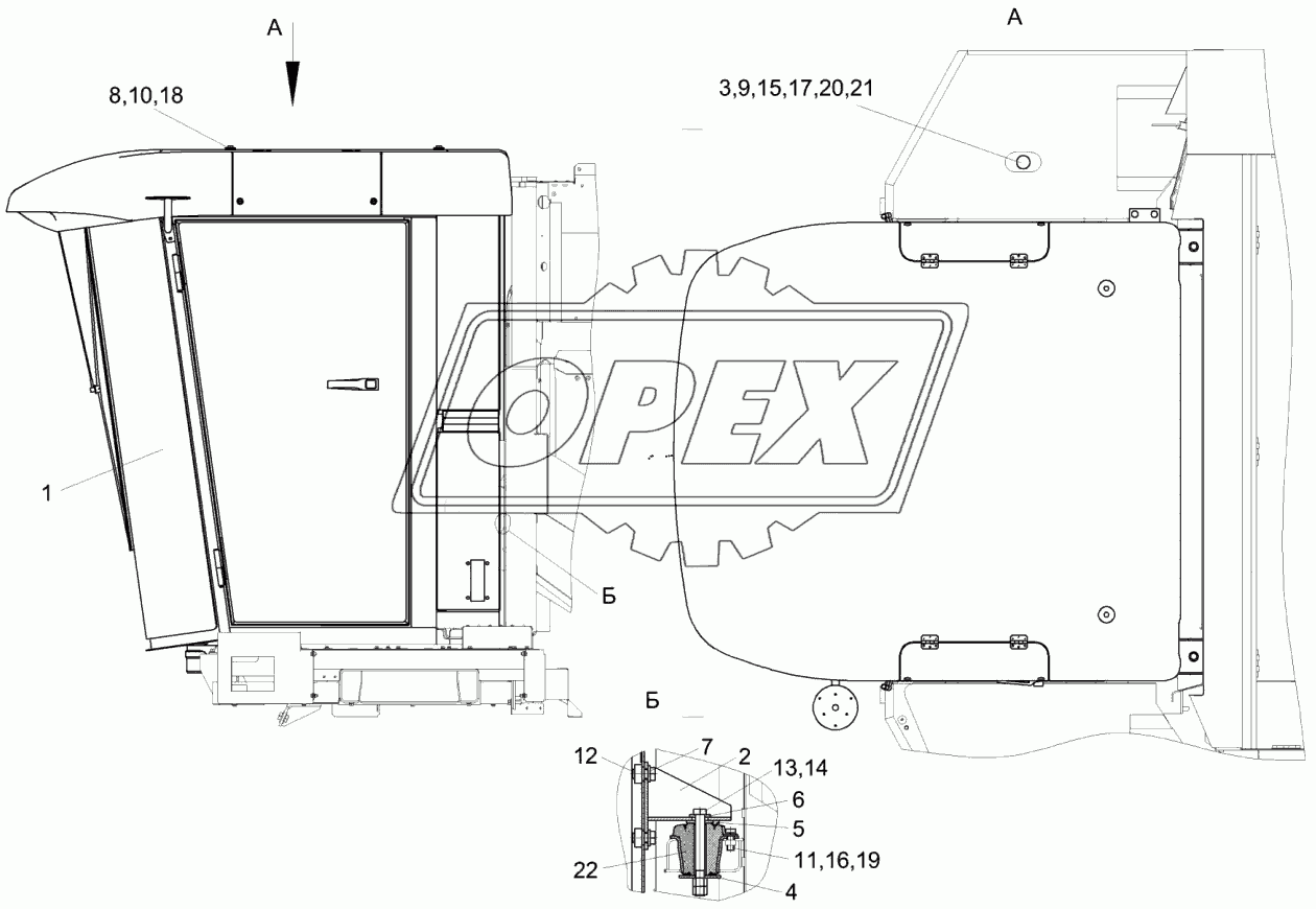 Установка кабины КЗК-14-0120000