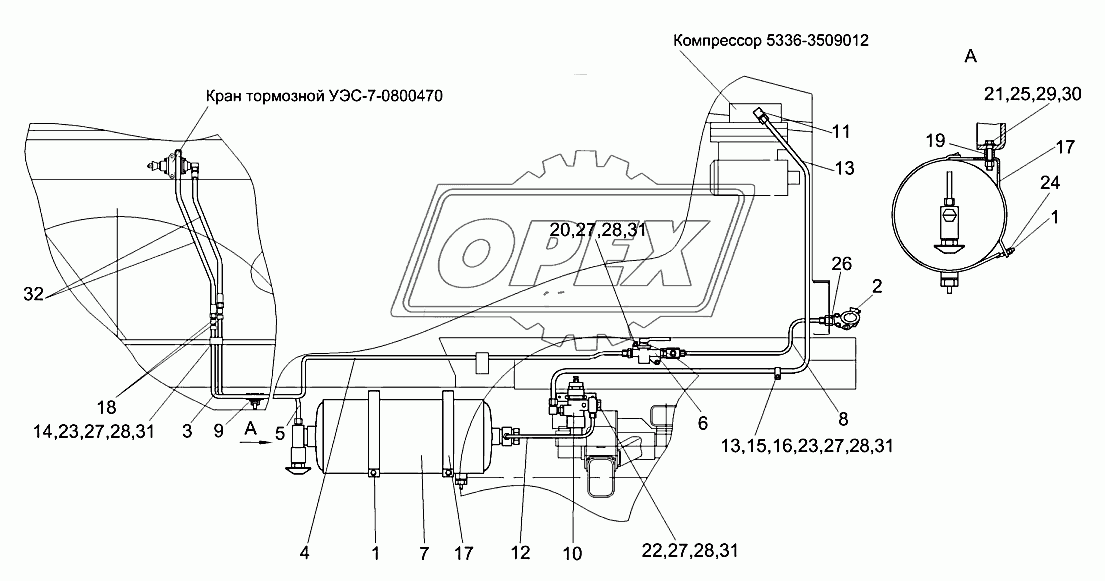 Пневмосистема УЭС-8-0800000