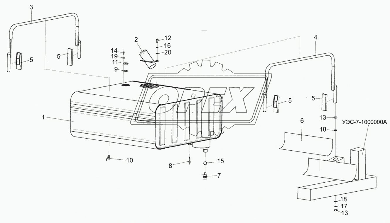Установка бака топливного УЭС-6-0500000