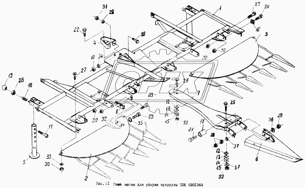 Рама жатки для уборки кукурузы ПКК 0201240