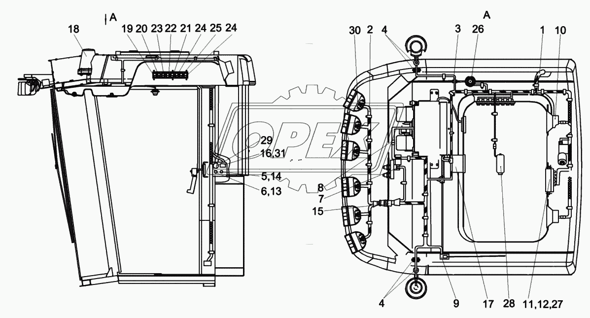 Установка электрооборудования кабины КСК-6025-0722000