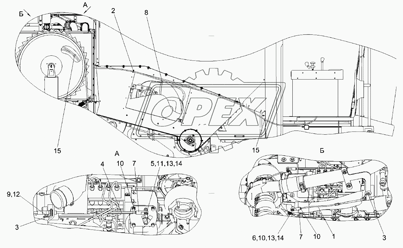 Установка тросов управления двигателем КЗК-8А-2-0119300