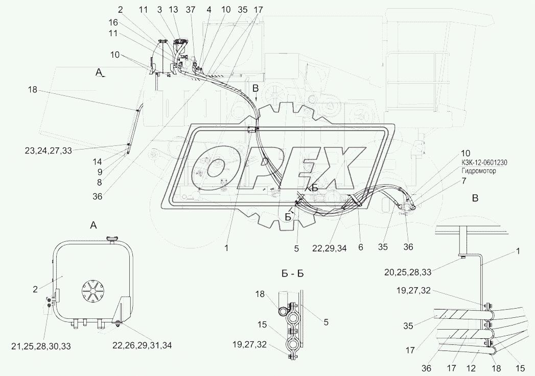 Гидросистема привода ходовой части КЗК-8А-0601000 1