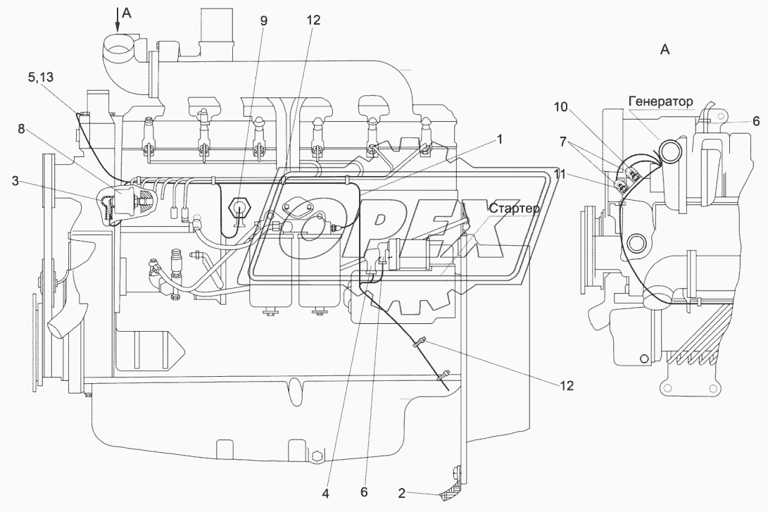 Электрооборудование двигателя КЗК-812-0106000