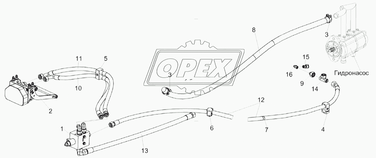 Гидросистема привода мотовила косилки КС-200 КС-200-0608000Э1