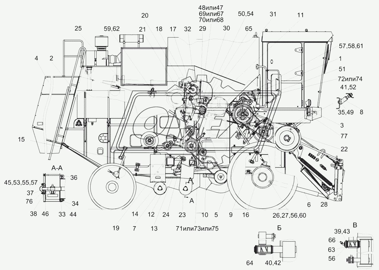 Молотилка самоходная КЗК-5-4-0100000 (вид справа)