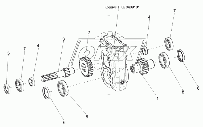 Редуктор ПКК 0409000 (валы и шестерни)