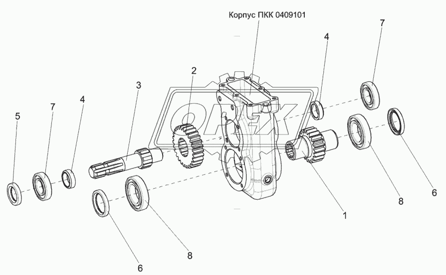 Редуктор ПКК 0409000 (валы и шестерни)